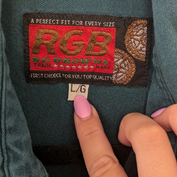 RGB Browns Trade Mark Vintage Teal Denim & Aztec Print Button Up - Picture 3 of 12